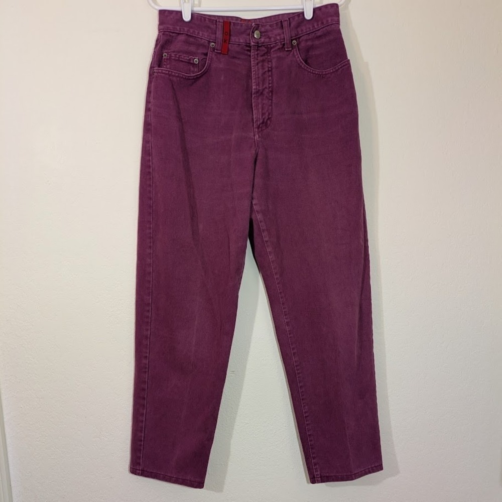 Vintage 90s High Waist Raspberry Pink Mom Jeans Tapered Leg 32 Italy Otto Kern - Picture 1 of 10
